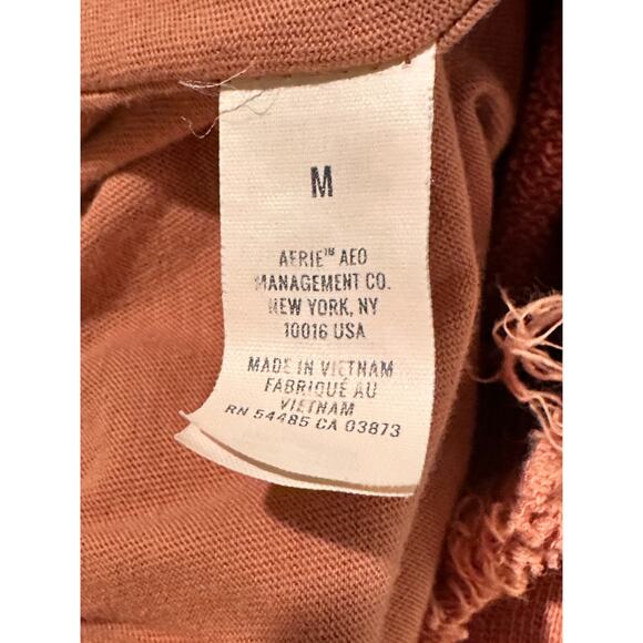 Aerie Weekend Ruffle Orange Rust Tiered Mini Sweat Skirt Medium Raw Edge - Picture 7 of 7